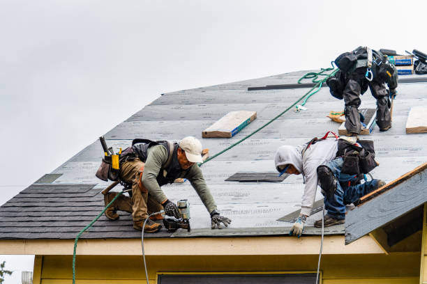 Professional Gutter Installation technician working in Poland, ME